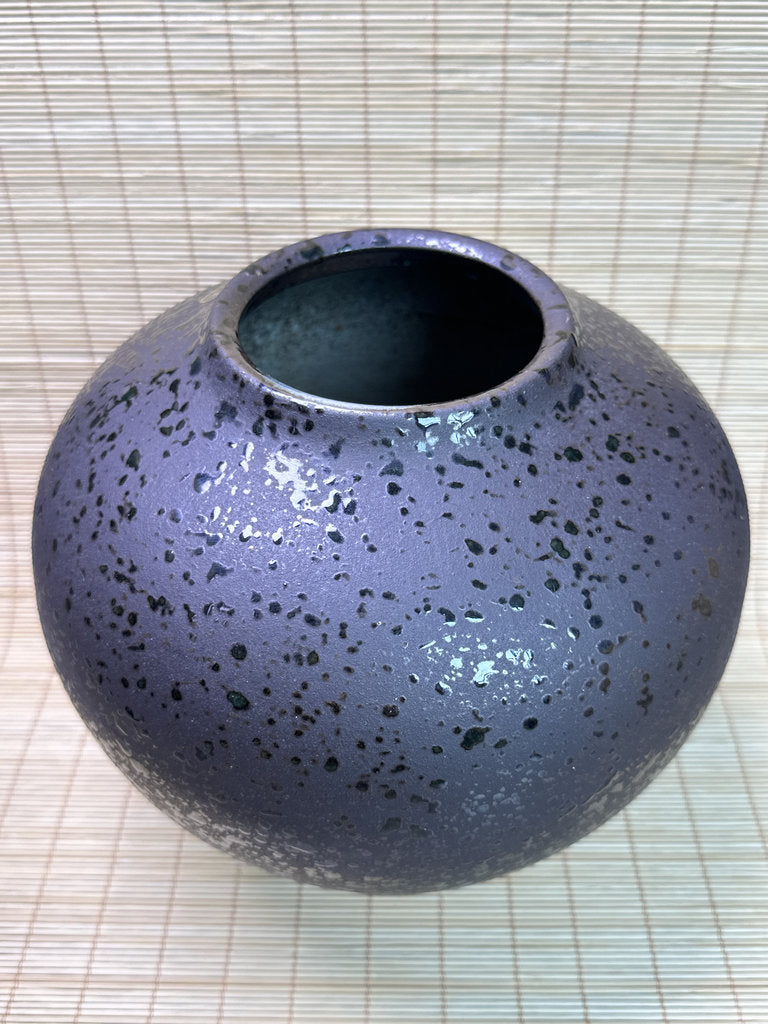 Vintage Shigaraki Ware Vase, Ash-Glazed with Hand-Painted Pampas Grass
