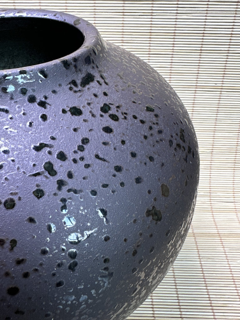 Vintage Shigaraki Ware Vase, Ash-Glazed with Hand-Painted Pampas Grass