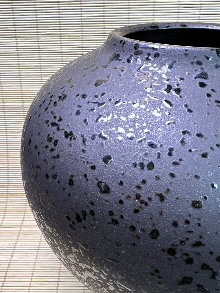 Vintage Shigaraki Ware Vase, Ash-Glazed with Hand-Painted Pampas Grass
