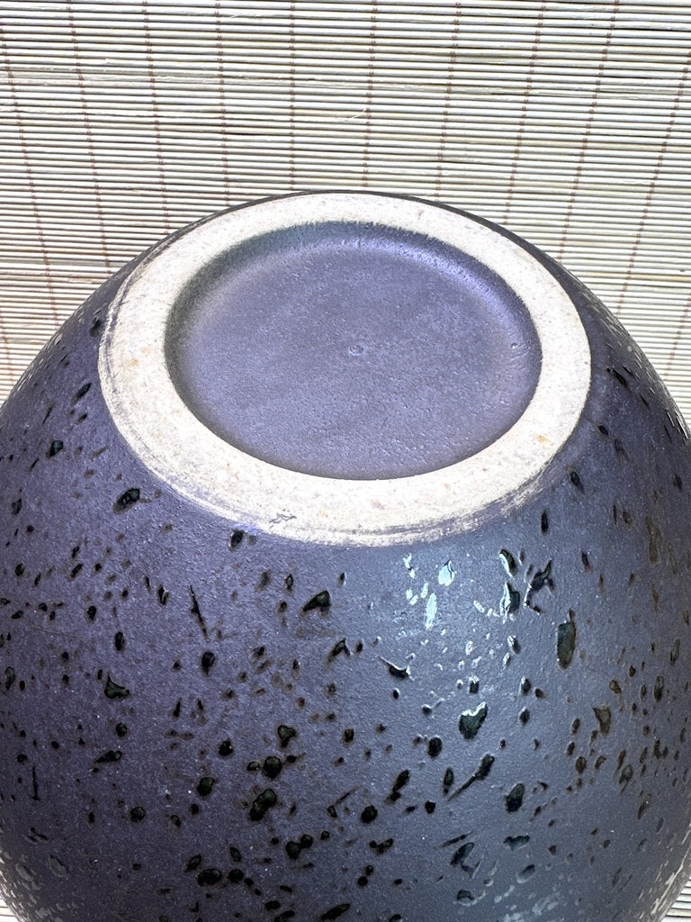 Vintage Shigaraki Ware Vase, Ash-Glazed with Hand-Painted Pampas Grass
