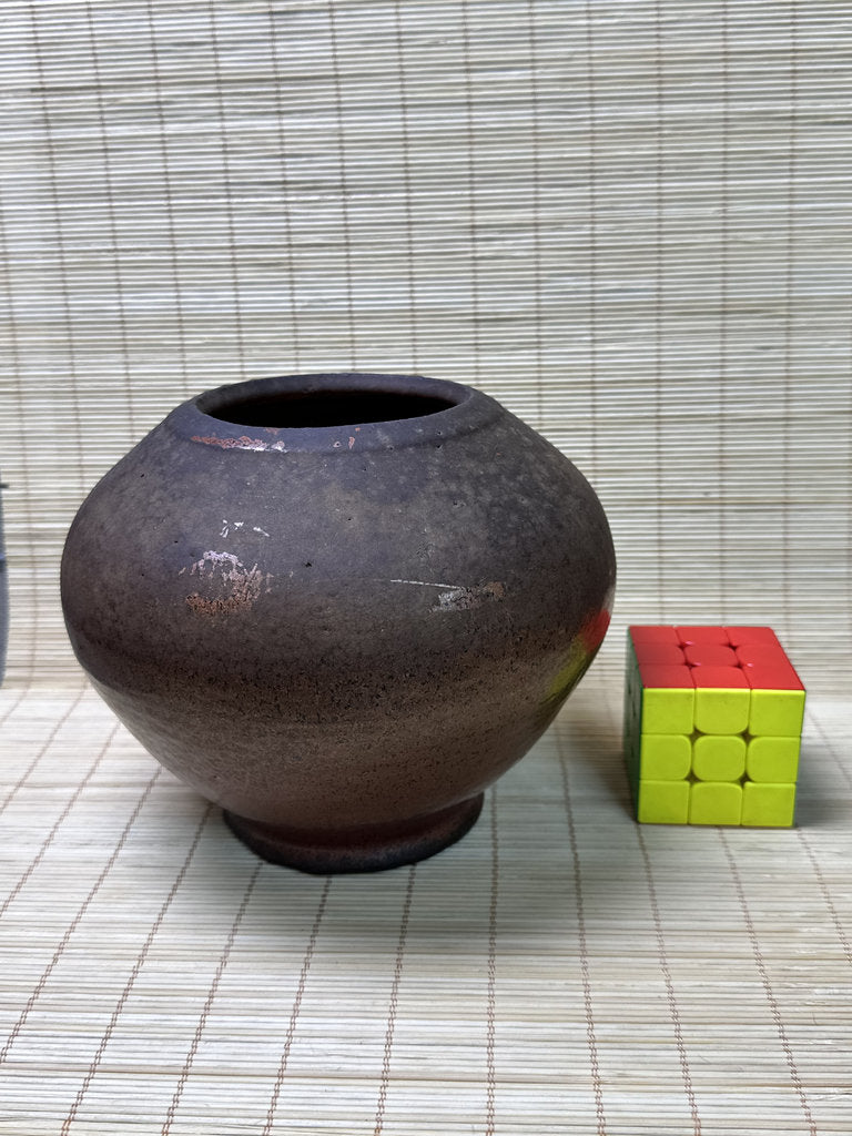 Vintage Chitose Ware Vase, Hokkaido Wood-Fired Stoneware with Original Shiori