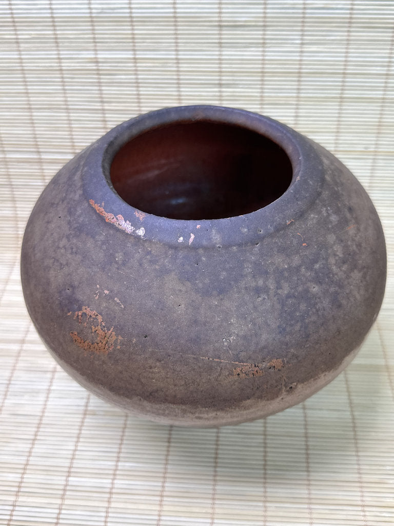 Vintage Chitose Ware Vase, Hokkaido Wood-Fired Stoneware with Original Shiori