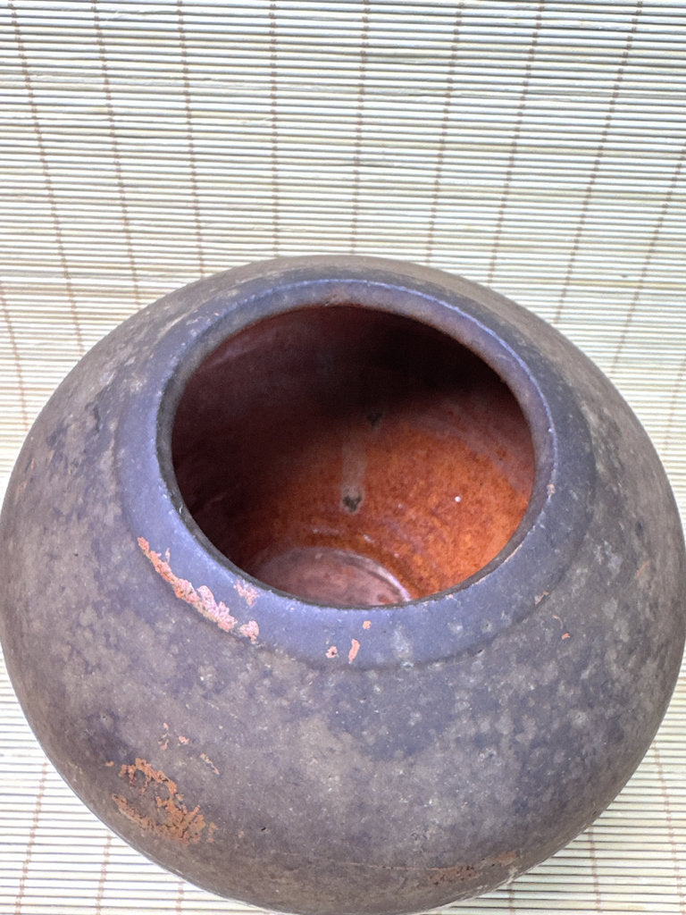 Vintage Chitose Ware Vase, Hokkaido Wood-Fired Stoneware with Original Shiori