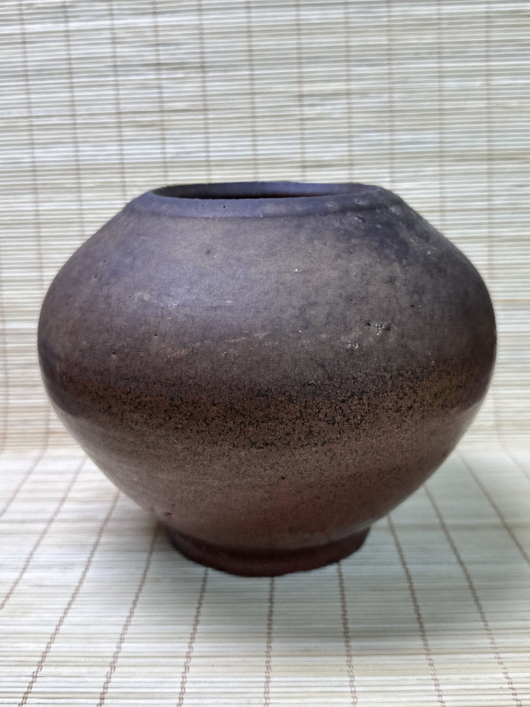 Vintage Chitose Ware Vase, Hokkaido Wood-Fired Stoneware with Original Shiori