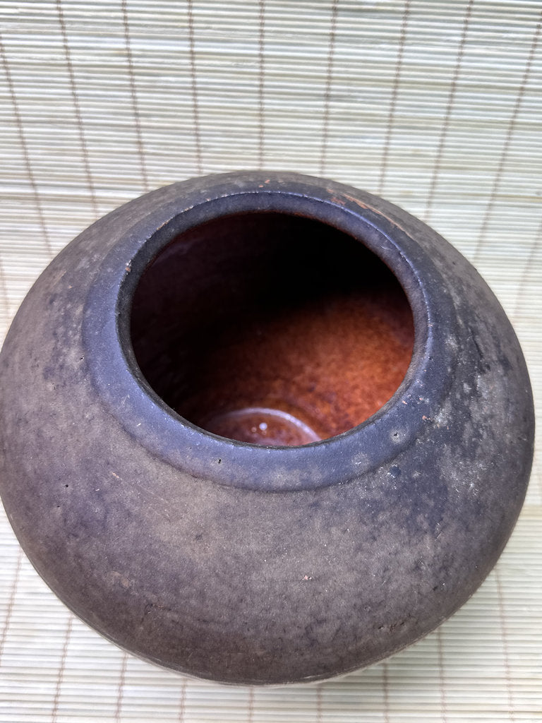 Vintage Chitose Ware Vase, Hokkaido Wood-Fired Stoneware with Original Shiori