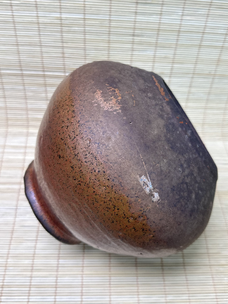 Vintage Chitose Ware Vase, Hokkaido Wood-Fired Stoneware with Original Shiori