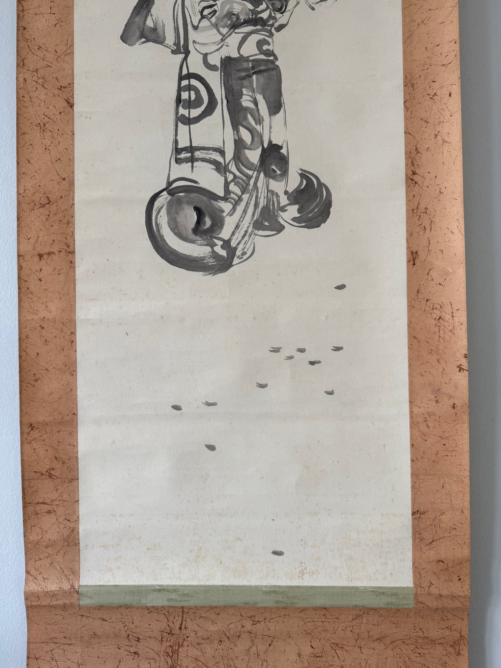 Japanese Kakemono Ink Painting – Kimono Girl Figure Scroll, Sumi-e Artwork, Showa Period