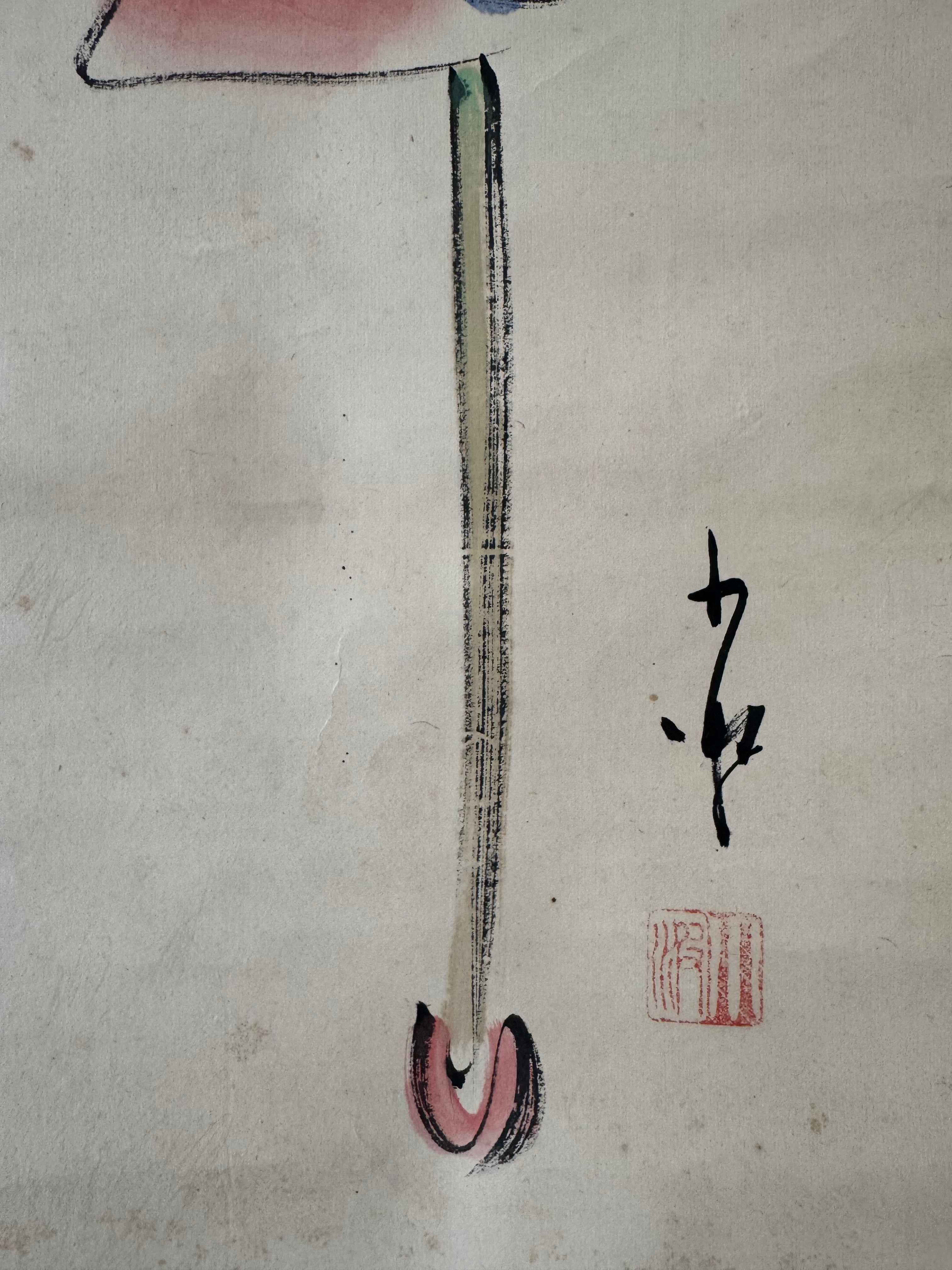 Japanese Hand-Painted Kakemono Horse Calligraphy Scroll – Sumi-e Artwork, Showa Era