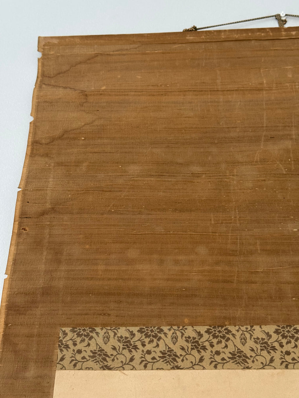 Vintage Japanese Kakemono Sunrise & Ocean Waves – Hand Painted Sumi-e Scroll, Very Aged Condition