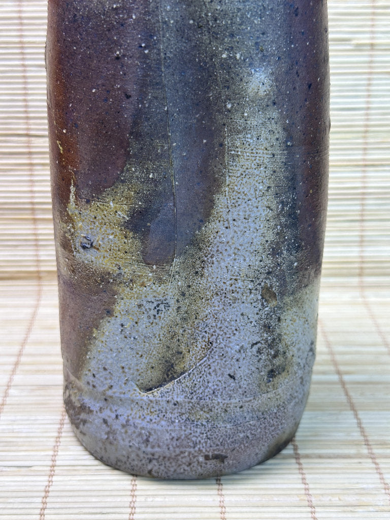 Vintage Bizen Ware Vase with Ear Handles, Unglazed Japanese Stoneware, Ikebana Hanaire
