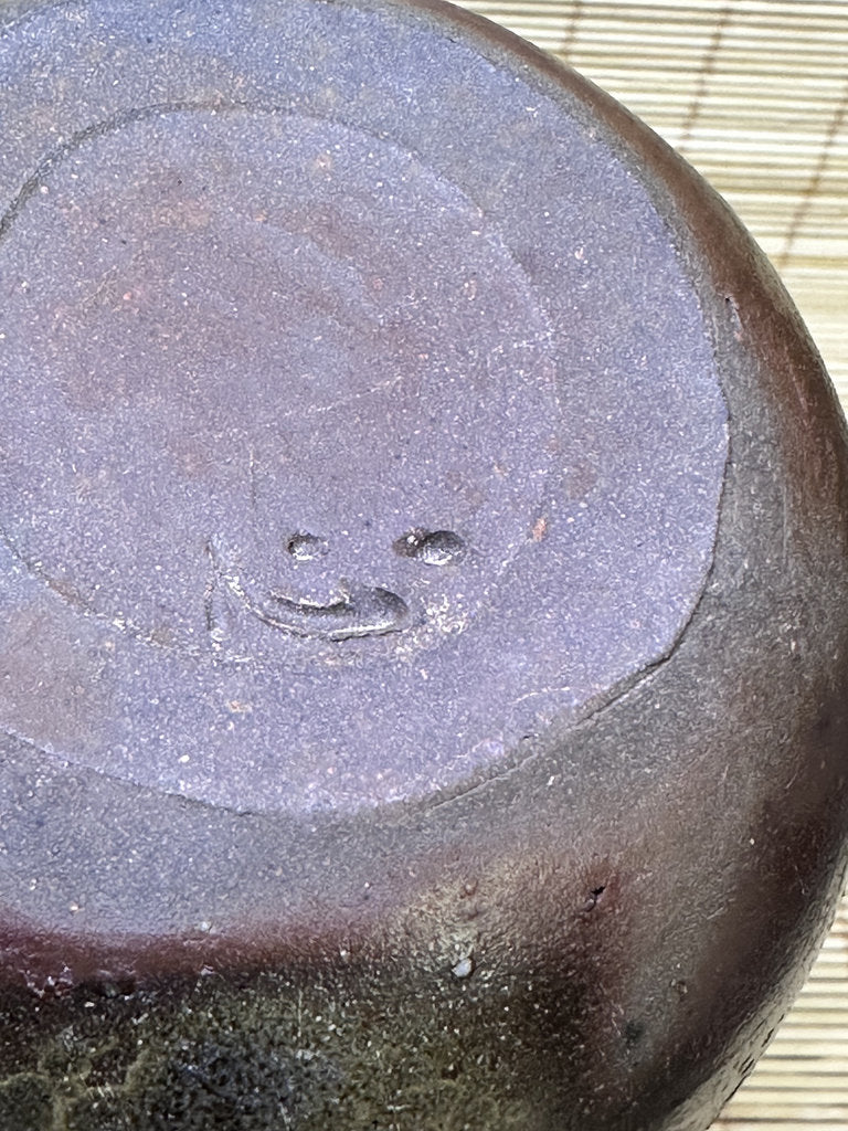 Vintage Bizen Ware Bud Vase, Long Neck Round Body, Unglazed Japanese Stoneware Ikebana Hanaire