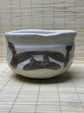 Vintage Japanese Shino-Style Chawan, Matcha Tea Bowl, White Feldspar Glaze, Iron Painted Design, Wabi-Sabi