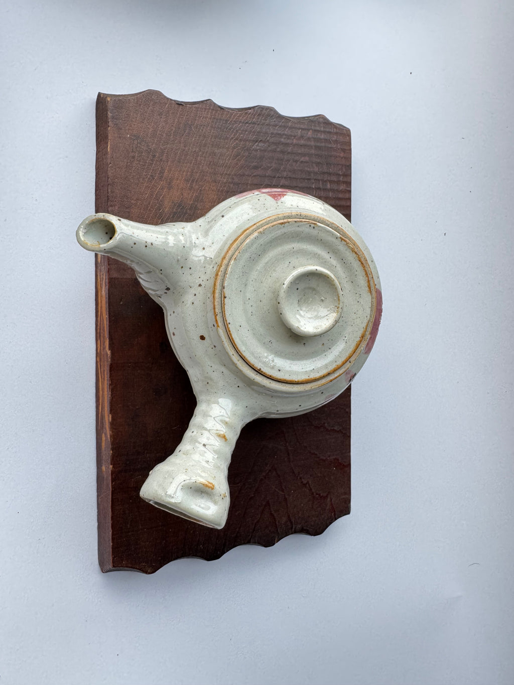 Vintage Japanese Kyusu Teapot – Hand-Painted Floral Motif, Opaque White Glaze, Rustic Ceramic