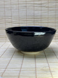 Vintage Japanese Black Chawan, Tenmoku-Style Matcha Tea Bowl, Deep Glossy Iron Glaze, Fine Crackle, Signed Foot