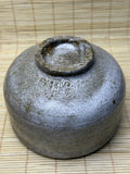 Vintage Japanese Chawan, Rustic Grey Glaze Matcha Tea Bowl, Sandy Stoneware, Iron Flecks, Impressed Mark
