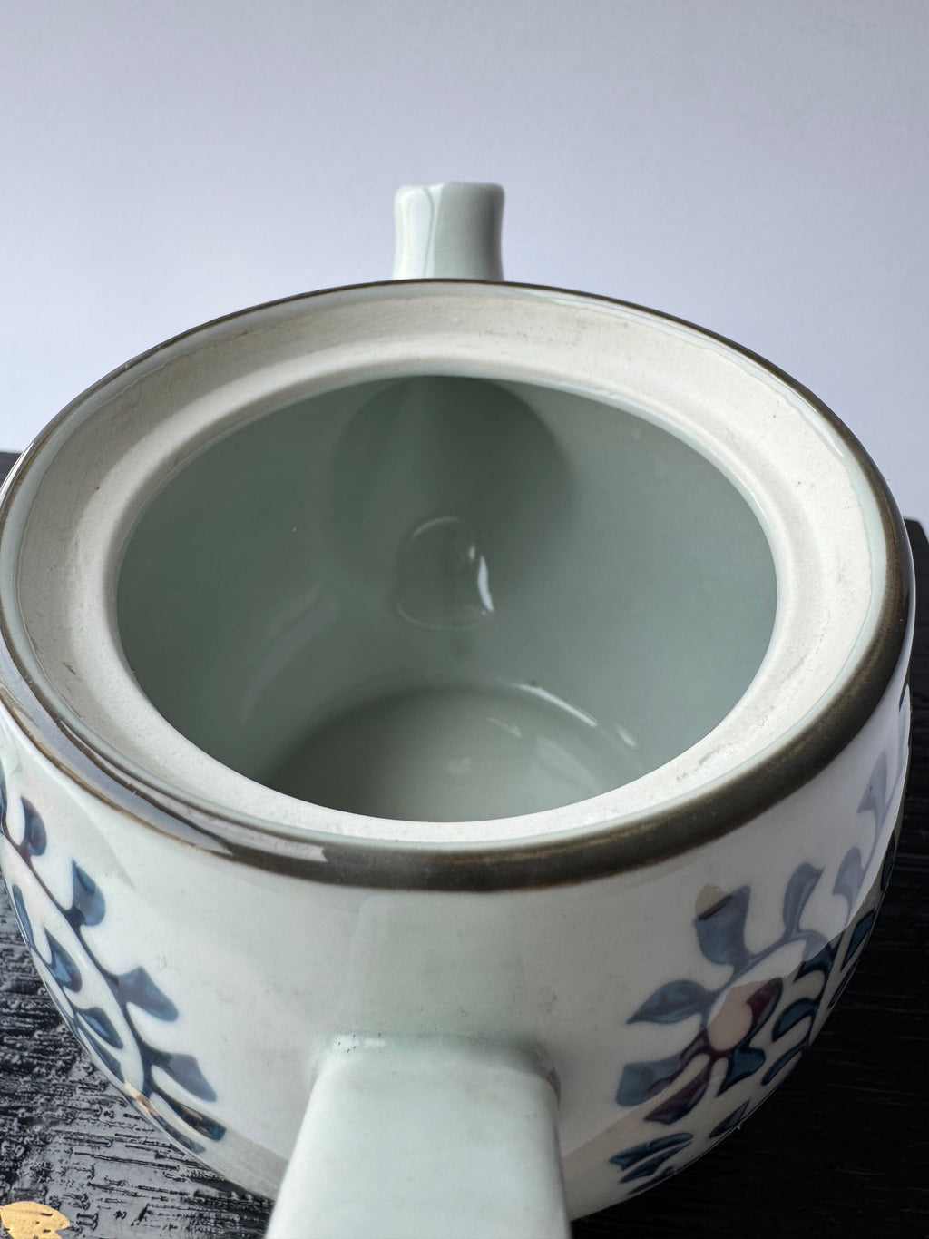 Vintage Arita Porcelain Teapot | Blue Spiral Motif | Japanese Tea Ware