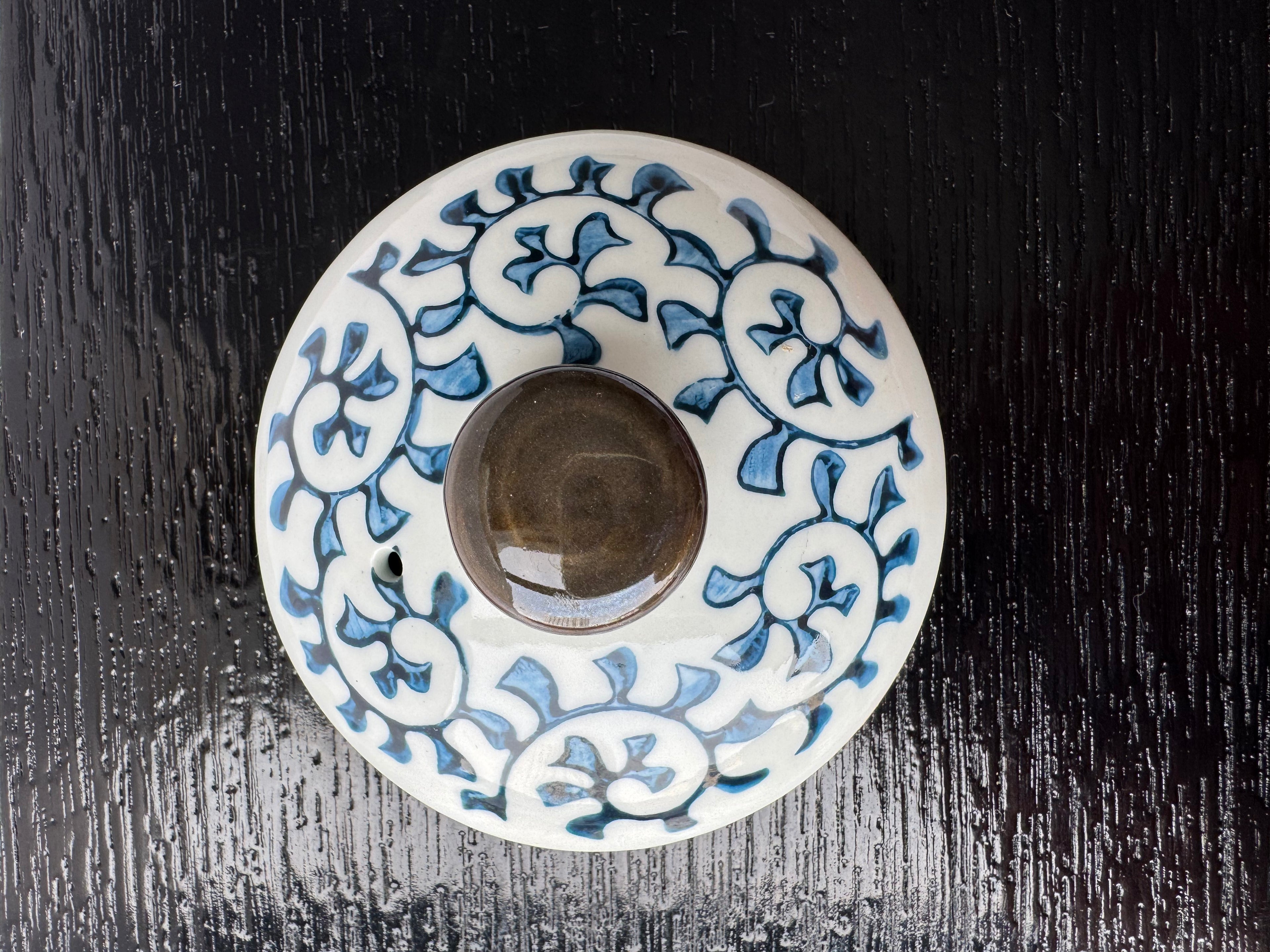 Vintage Arita Porcelain Teapot | Blue Spiral Motif | Japanese Tea Ware