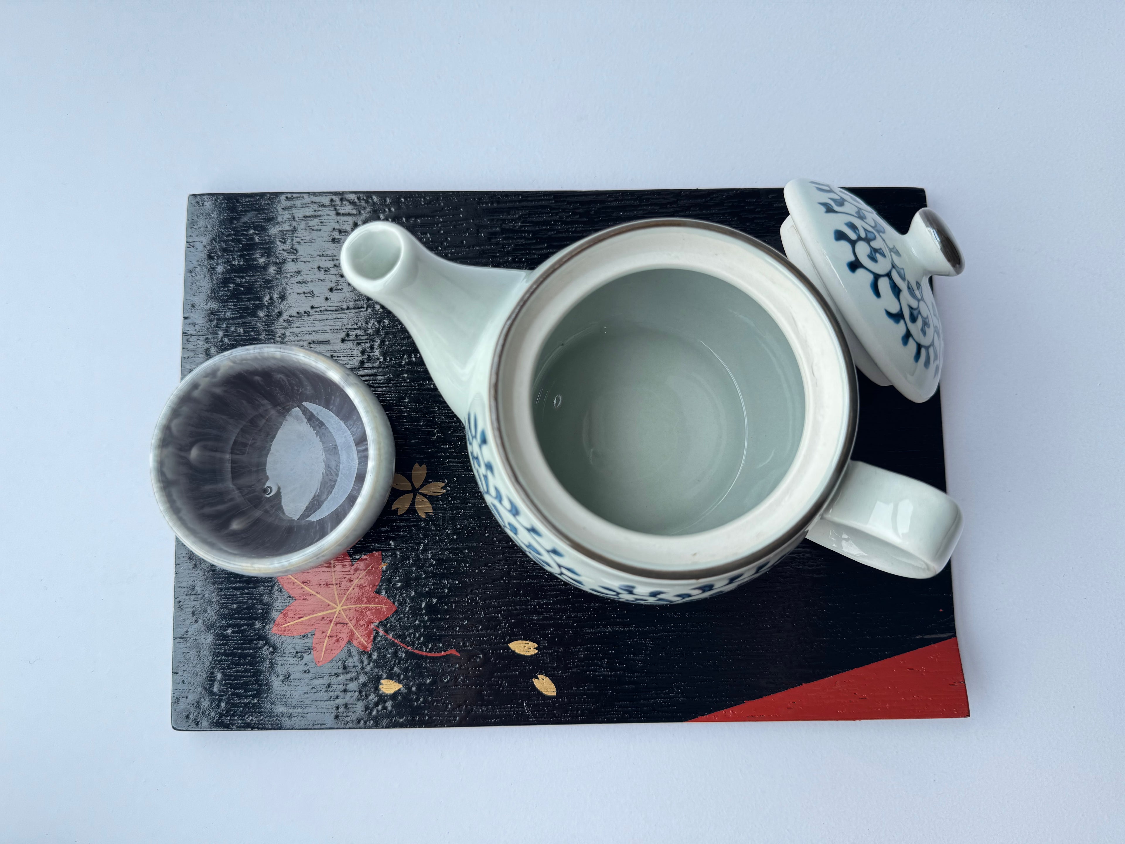 Vintage Arita Porcelain Teapot | Blue Spiral Motif | Japanese Tea Ware