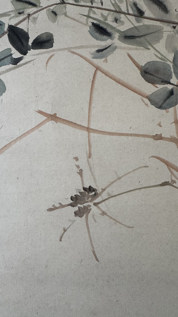 Vintage Japanese Hanging Scroll — Bush Clover, Cricket & Dragonfly — Autumn Hana-Mushi-zu — Shijō Nihonga — Signed Takeru — Hagi Season Poem
