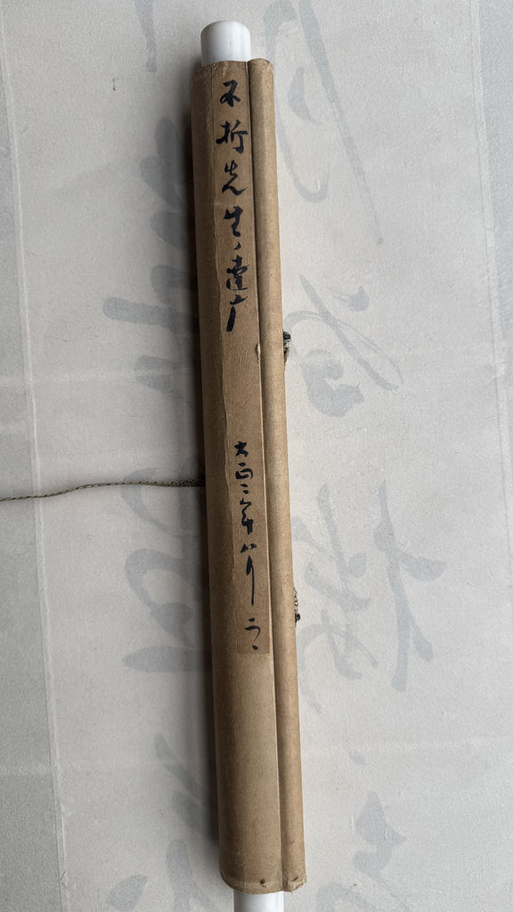 Vintage Japanese Hanging Scroll — Daruma in Pure Zenga — "Unbound by Doctrine" — Single-Stroke Sumi-e — Signed Fukōten — Hakuin Tradition