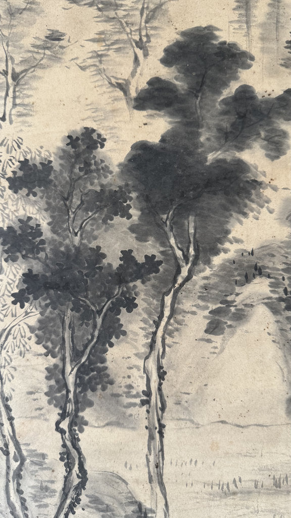 Vintage Japanese Hanging Scroll - "Summer Mountain Stream" - Dated Shōwa Kinuinu (1934) - Kanō-Nanga Sansui - Signed Kodō