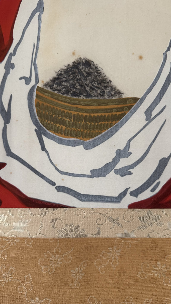 Vintage Japanese Hanging Scroll — Daruma (Bodhidharma) Portrait — Zenga-Style Nihonga — Signed Dōjin — Zen Buddhist Art
