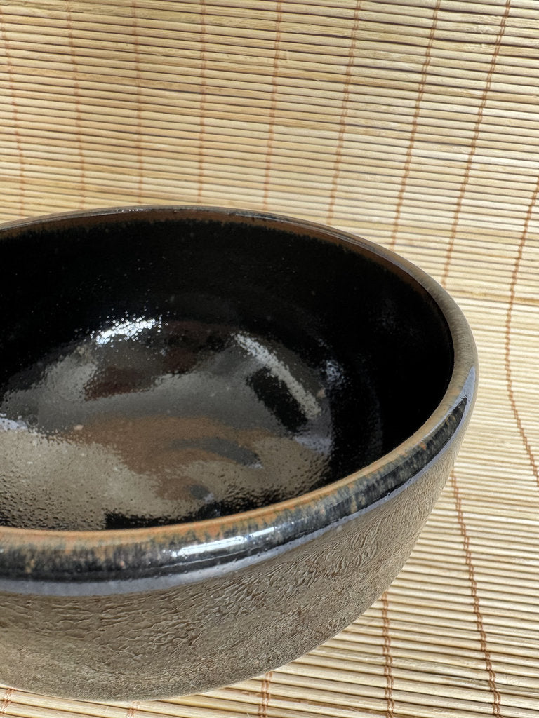 Kosuna Yaki Chawan Tea Bowl | Showa Period | Deep Black Iron Glaze | Tochigi Kiln