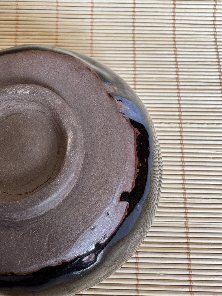 Kuro Glazed Hirazukuri Chawan | Showa Studio | Seto-kuro Style | Summer Tea Bowl
