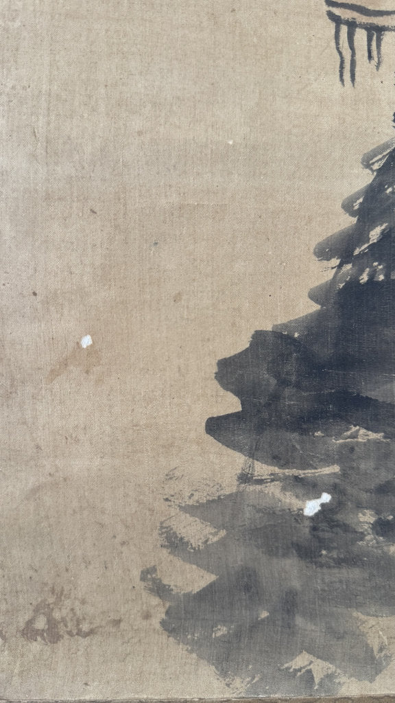 Vintage Japanese Sansui Landscape Scroll Mi Fu Style Mountain Painting