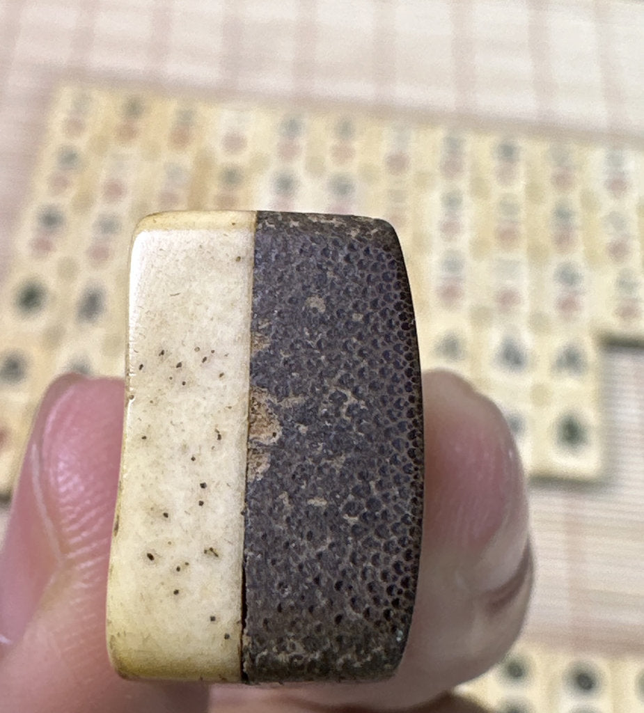 Vintage Japanese Mahjong Set, Hand-Carved Bone Tiles, Display Collectible