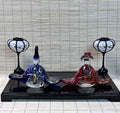 Pair of Japanese Gold Fleck Art Glass Bird Sculptures, King and Queen
