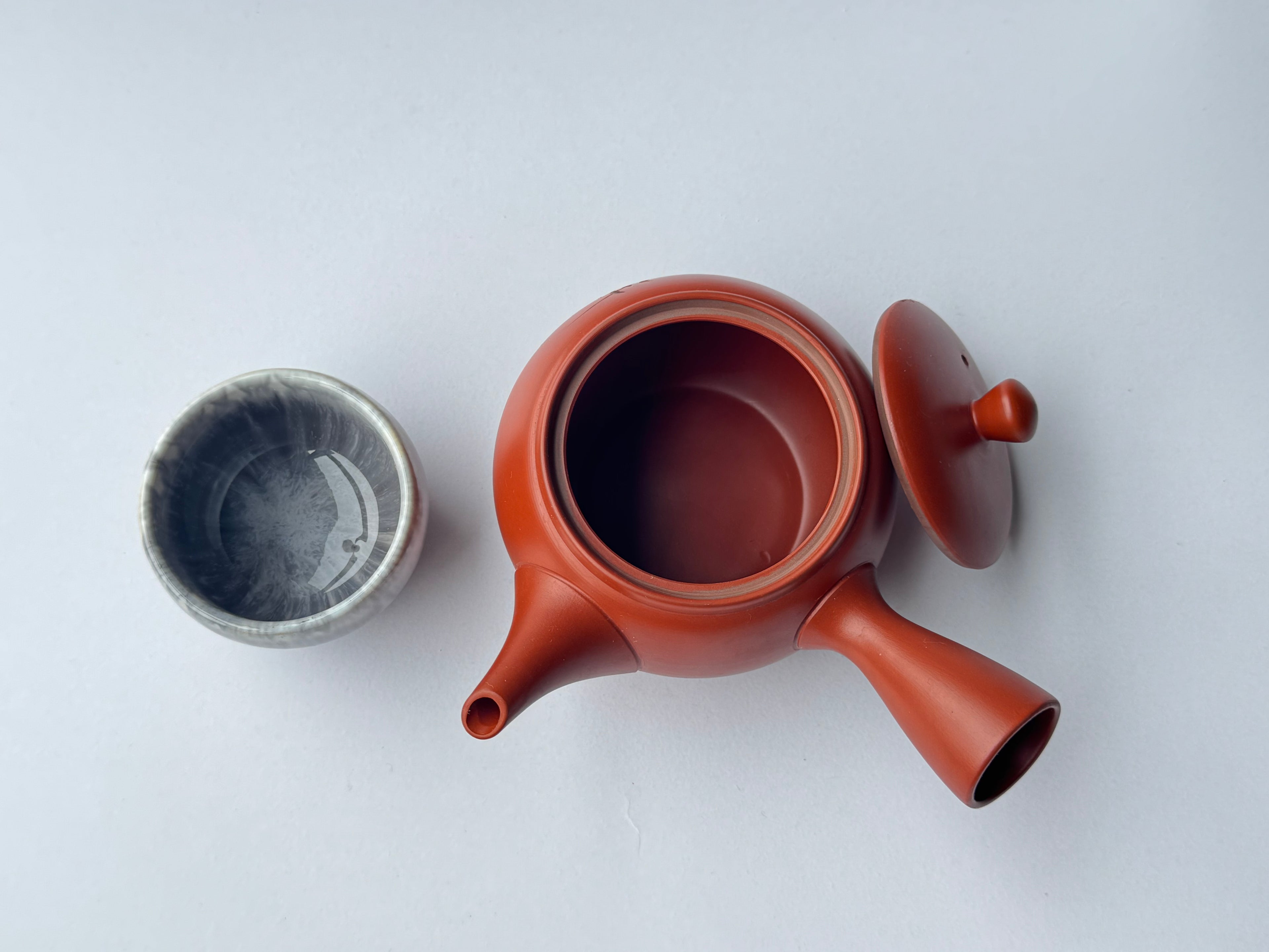 Vintage Tokoname Teapot, Incised Calligraphy & Floral Motif, Unglazed Clay, Ceramic Filter