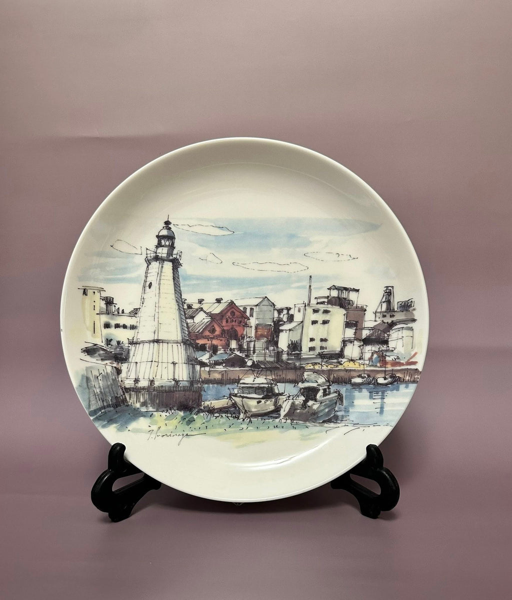 “Sakai Factory Panorama Plate – Hand-Painted Japanese Ceramic Art (1993)”