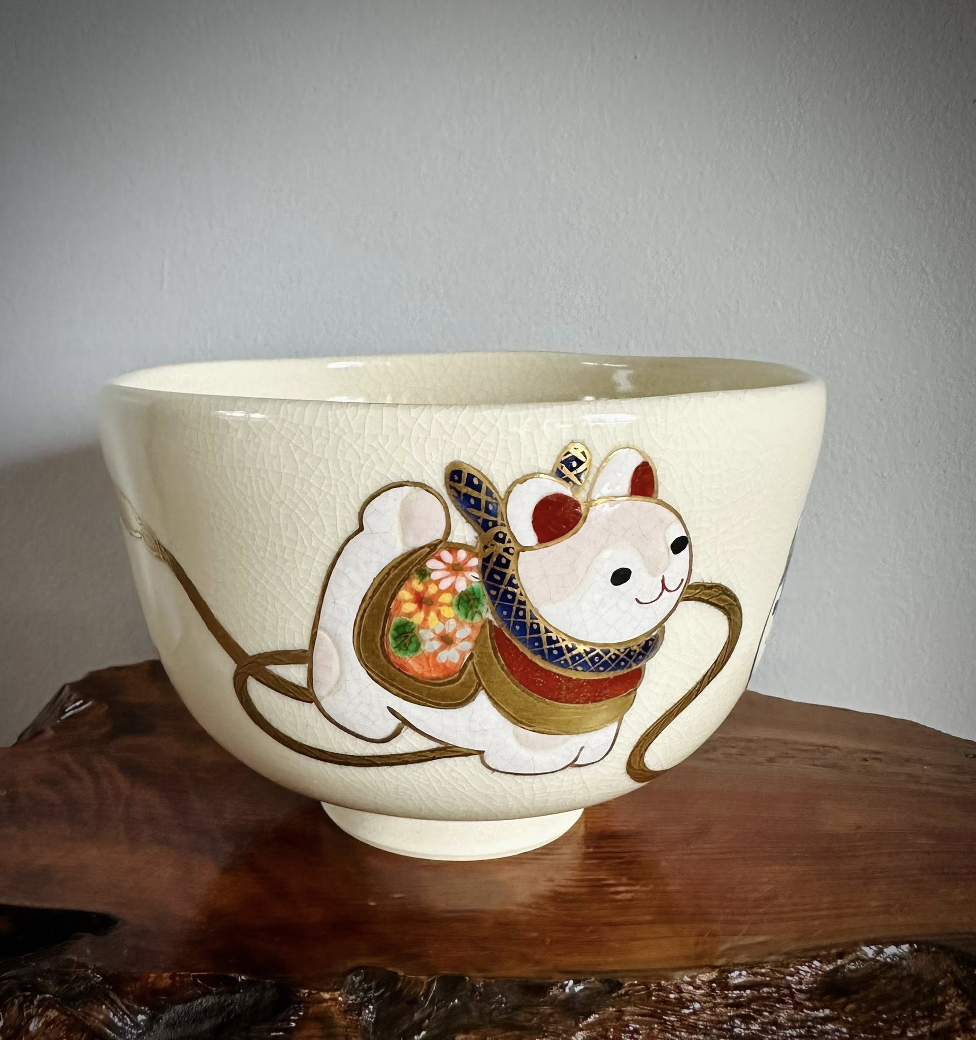 Kyo Chawan Inu Hariko – Handcrafted Japanese Lucky Tea Bowl, Wabi-Sabi Ceramic Art