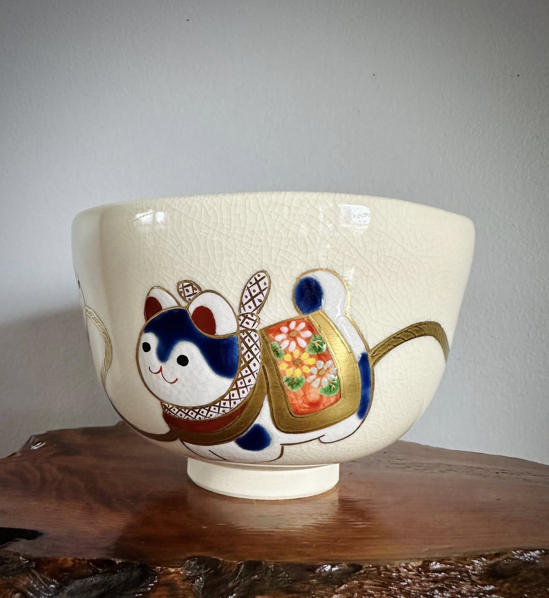 Kyo Chawan Inu Hariko – Handcrafted Japanese Lucky Tea Bowl, Wabi-Sabi Ceramic Art