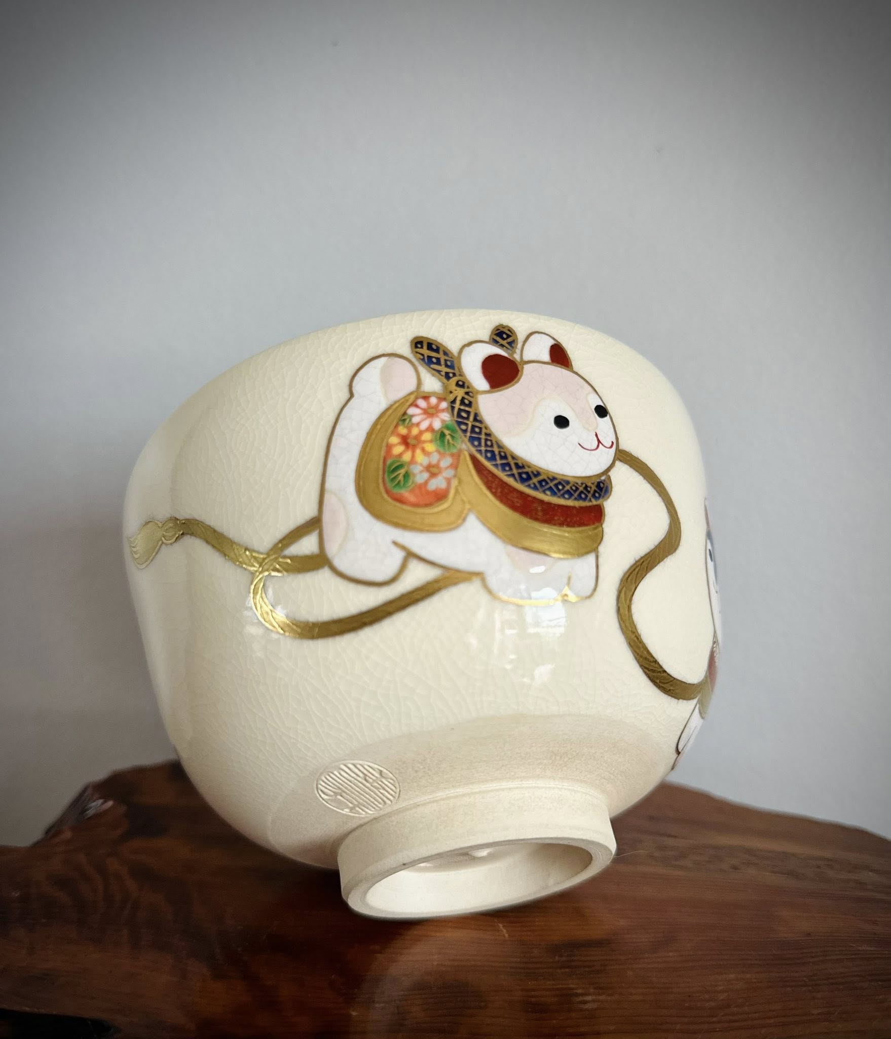 Kyo Chawan Inu Hariko – Handcrafted Japanese Lucky Tea Bowl, Wabi-Sabi Ceramic Art