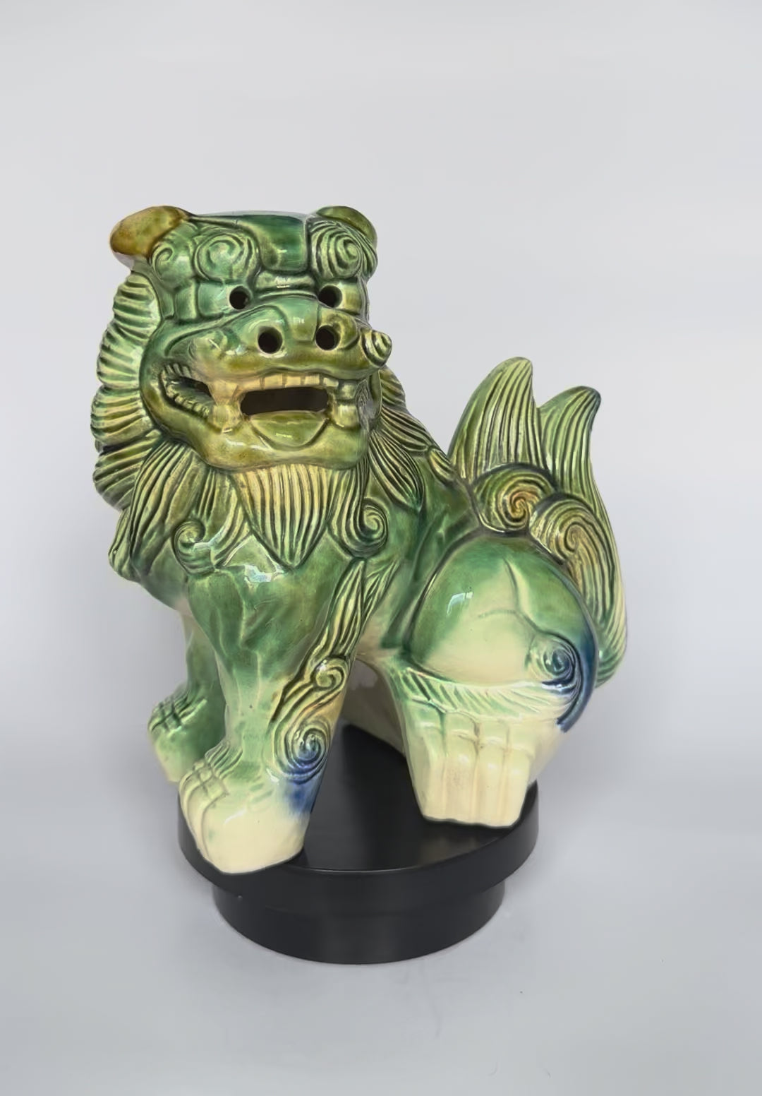 Japanese Tsuboya Shisa Lion Pair – Handcrafted Okinawan Guardian Ceramics – Feng Shui Decor