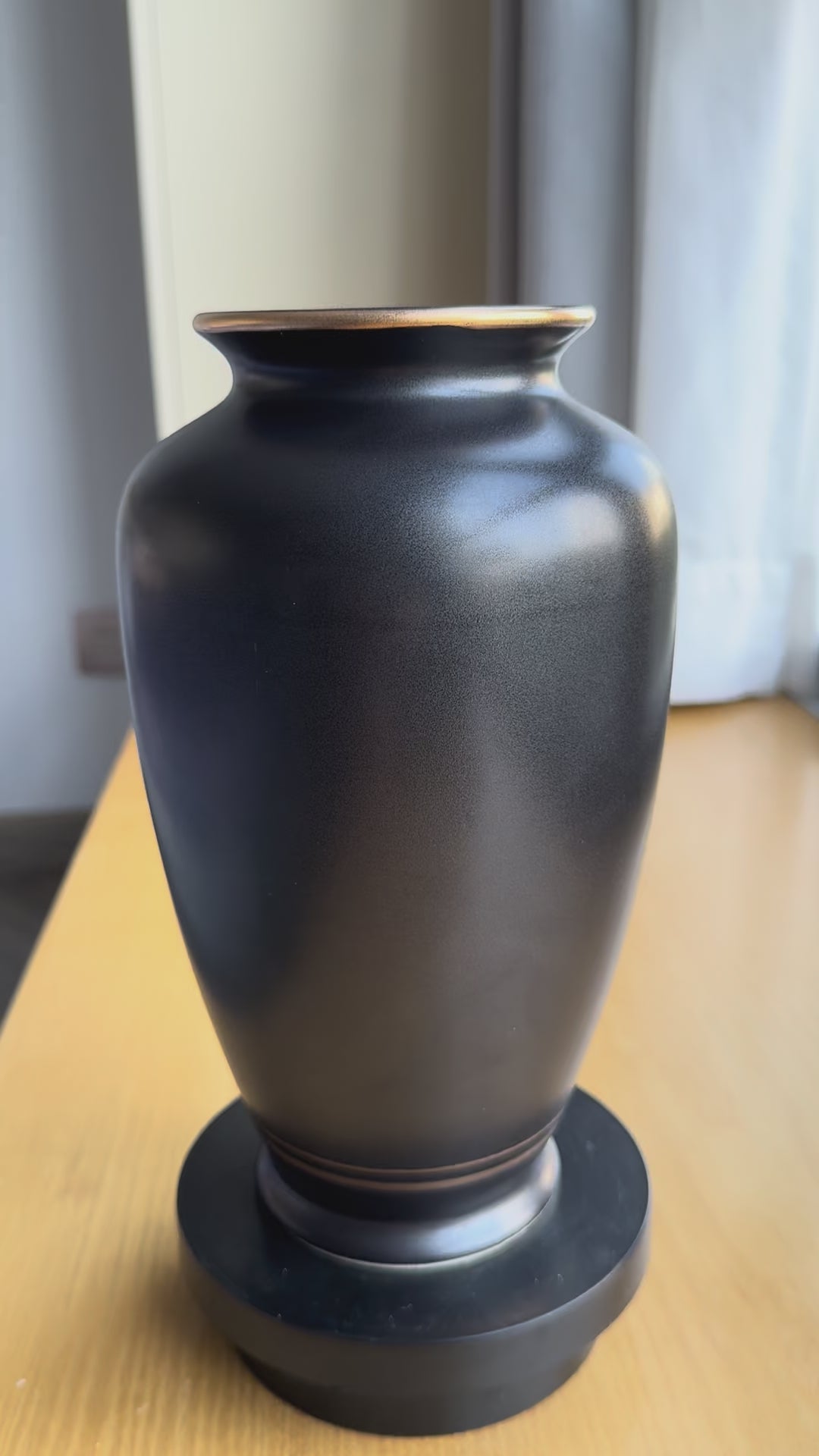 Vintage Kutani Vase . Charcoal Glaze with Gold Iris Flowers – Japanese Hand-Painted Art Pottery