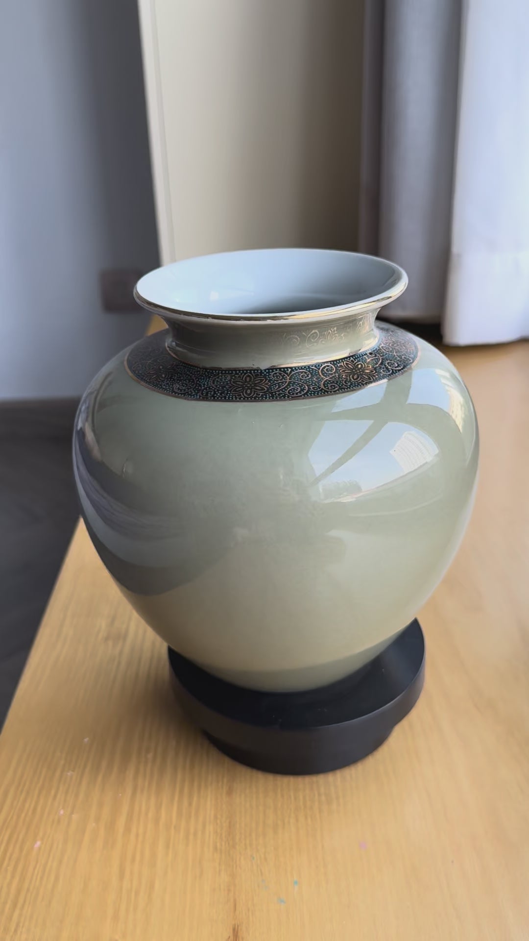 Kutani Brown Glaze Vase with White Plum Blossoms | Vintage Japanese Hand-Painted Art