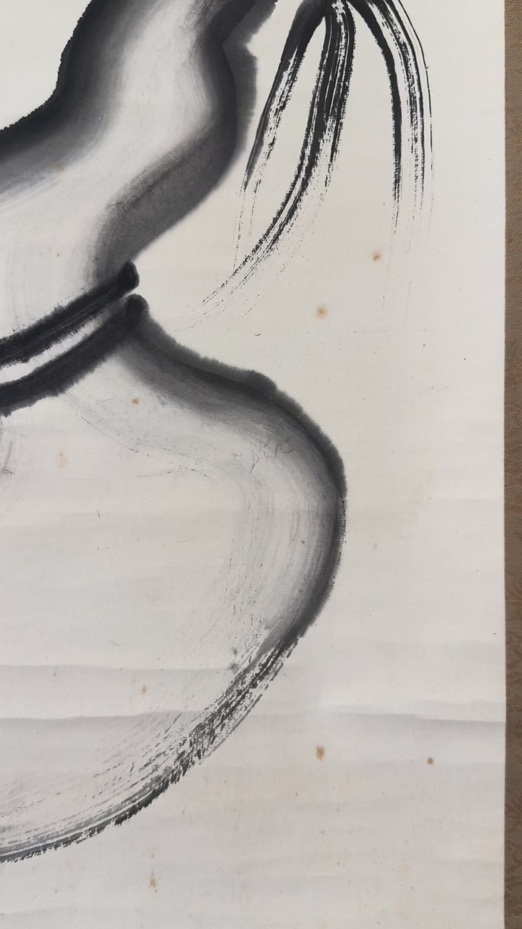 Vintage Japanese Calligraphy Scroll with Gourd (Hyotan) Ink Painting – Handwritten Sumi on Washi