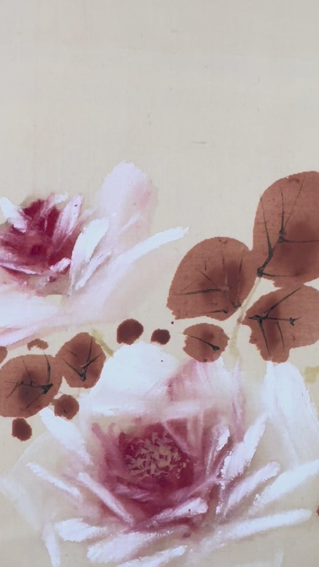 Japanese Kakemono Scroll | Bird & Peony Painting | Hand-Painted Symbol of Grace