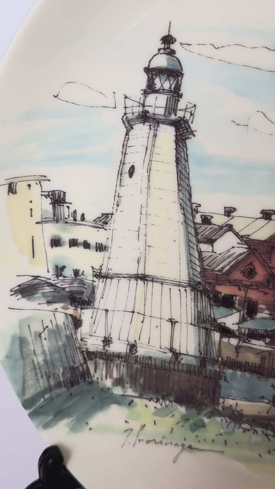 “Sakai Factory Panorama Plate – Hand-Painted Japanese Ceramic Art (1993)”