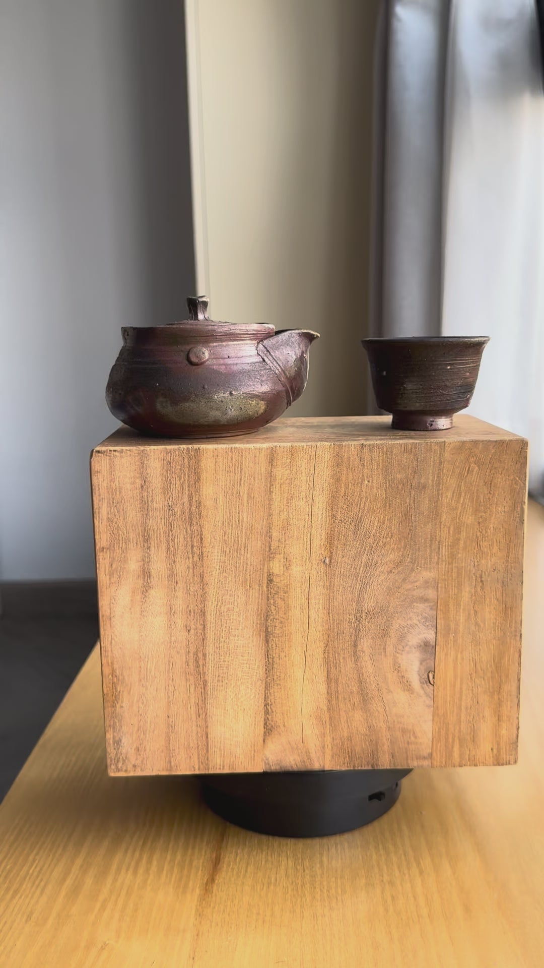 Complete Vintage Bizen Tea Set with Tomobako | Sangiri, Botamochi & Ishihaze Fire Marks | Handmade Japanese Pottery