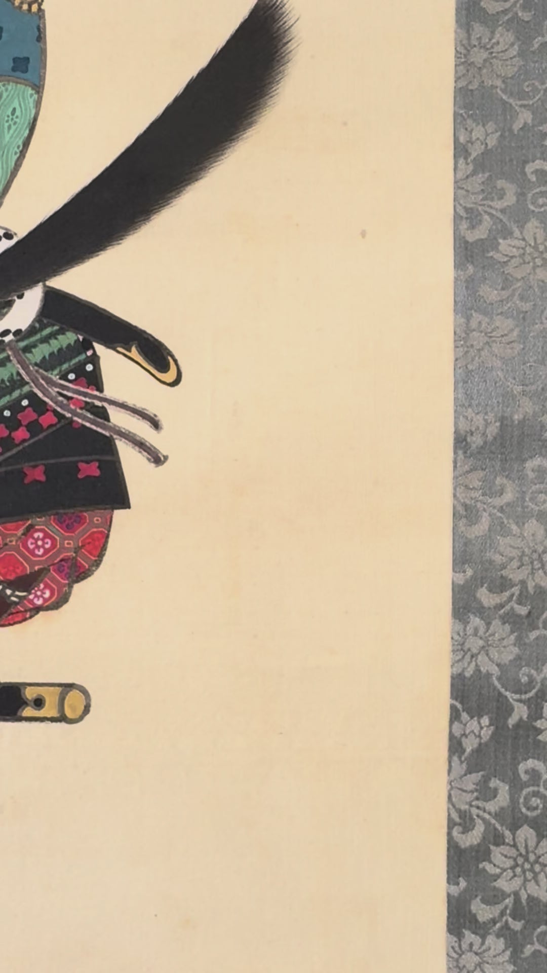 Japanese Samurai Kakemono Painting – Hand-Painted Warrior Hanging Scroll Art