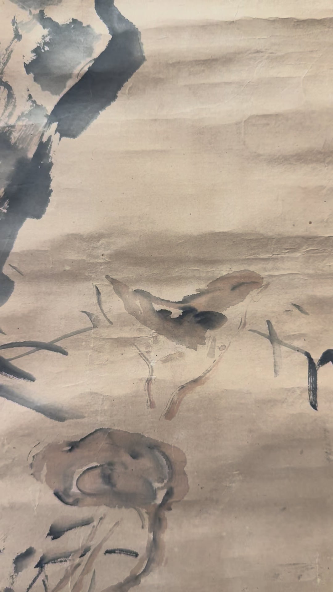 Antique Japanese Pine Tree Hanging Scroll – Edo Meiji Nanga Literati Ink Painting Kakemono