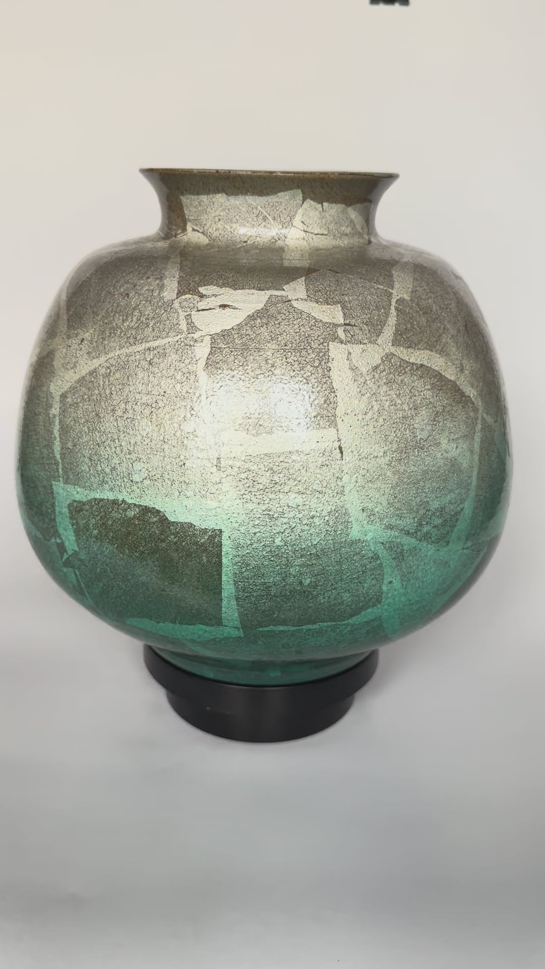 Handmade Silver-Green Glaze Vase – Modern Wabi-Sabi Ceramic Pottery with Organic Texture