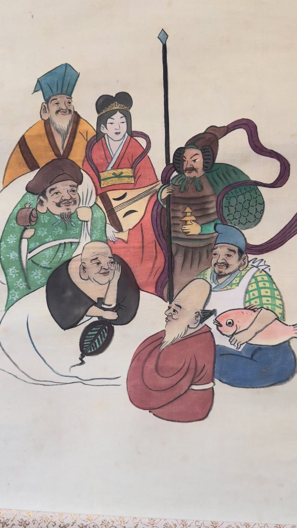Japanese Seven Lucky Gods Kakemono • Shichifukujin Scroll