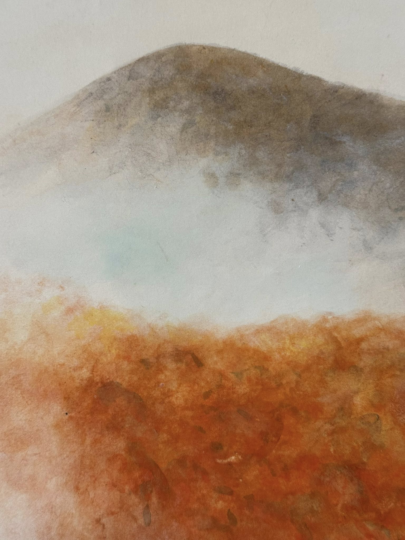 Japanese Autumn Waterfall Scroll Painting | Hand-Painted Sumi-e Kakemono Art